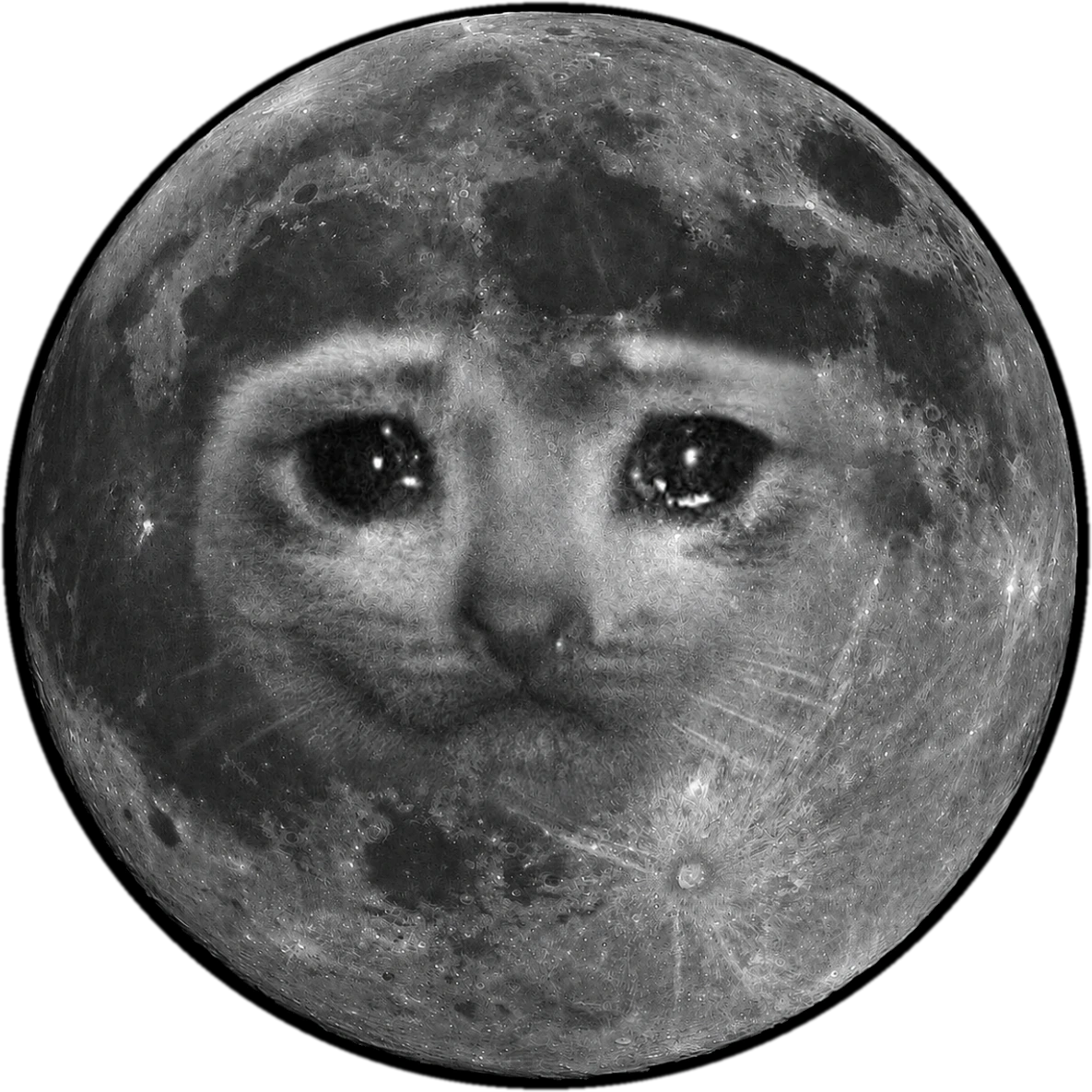 Moon Cat suspended in space